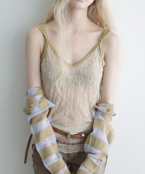 igi(イジ)の「SHEER LACE CAMISOLE / シアーレースキャミソール(キャミソール・レディース・ライトグリーン/ネイビー/ブラウン/チャコールグレー/モカ/ベージュ・FREE)」の10枚目の写真