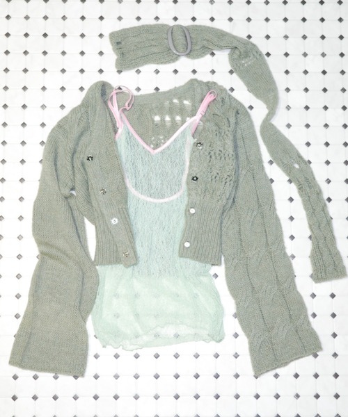 igi(イジ)の「SHEER LACE CAMISOLE / シアーレースキャミソール(キャミソール・レディース・ライトグリーン/ネイビー/ブラウン/チャコールグレー/モカ/ベージュ・FREE)」の21枚目の写真