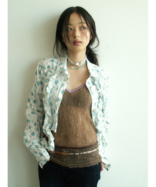 igi(イジ)の「SHEER LACE CAMISOLE / シアーレースキャミソール(キャミソール・レディース・ライトグリーン/ネイビー/ブラウン/チャコールグレー/モカ/ベージュ・FREE)」の18枚目の写真