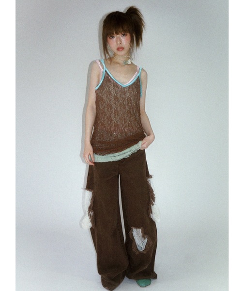 キャミソール アイレットレースシアーキャミ / Eyelet lace Sheer camisole natural couture キャミソール アイレットレースキャミ