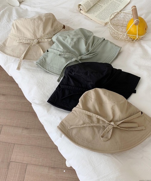VIBGYOR(ヴィブジョー)の「pur chouchou/リボン シンプル バケットハット P4464(ハット・レディース・グリーン/ブラック/ベージュ/アイボリー・FREE)」の8枚目の写真