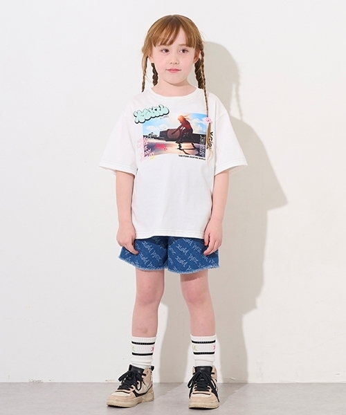 X-girl Stages（エックスガールステージス）の「ロゴジャガードデニムショートパンツ（デニムパンツ・キッズ・ブラック/ライトブルー・120cm/130cm/140cm/90cm/110cm/100cm）」の12枚目の写真