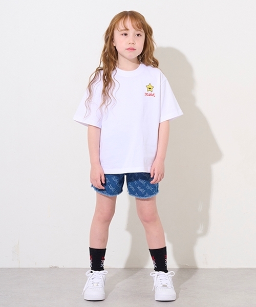 X-girl Stages（エックスガールステージス）の「ロゴジャガードデニムショートパンツ（デニムパンツ・キッズ・ブラック/ライトブルー・120cm/130cm/140cm/90cm/110cm/100cm）」の10枚目の写真