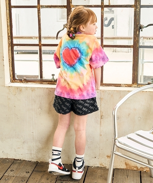 X-girl Stages（エックスガールステージス）の「ロゴジャガードデニムショートパンツ（デニムパンツ・キッズ・ブラック/ライトブルー・120cm/130cm/140cm/90cm/110cm/100cm）」の4枚目の写真