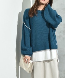 INTERPLANET（インタープラネット）の「畦編み配色シャツレイヤード風プルオーバー（ニット/セーター）」