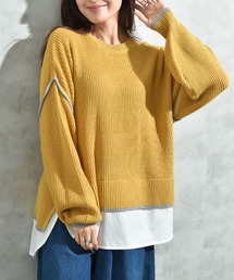 INTERPLANET（インタープラネット）の「畦編み配色シャツレイヤード風プルオーバー（ニット/セーター）」