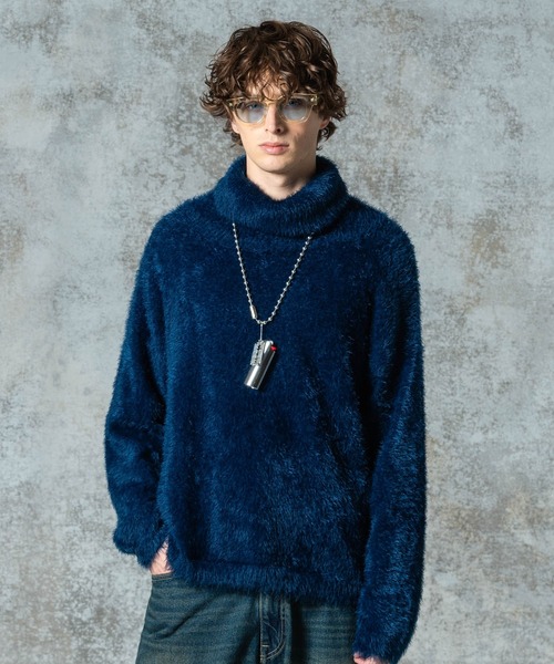 glamb(グラム)の「Feather Turtle Neck Knit / フェザータートルネックニット(ニット/セーター・メンズ・ネイビー/ブラック・M/L)」の2枚目の写真