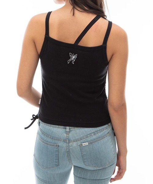 RVCA(ルーカ)の「【RVCA/ルーカ】24SS BUTTERFLY TANK TOP/ドローコード付きショート丈(短丈)タンクトップ(タンクトップ・レディース・ホワイト/ブラック・SMALL/MEDIUM)」の6枚目の写真