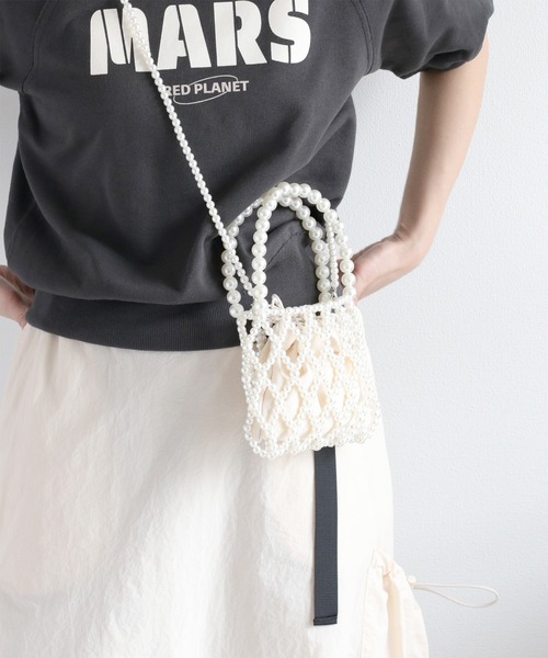 cepo（セポ）の「【aristella】〈2way〉パールショルダーバッグ（ショルダーバッグ・レディース・ブラック/アイボリー・FREE）」の2枚目の写真