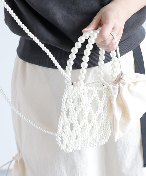 cepo（セポ）の「【aristella】〈2way〉パールショルダーバッグ（ショルダーバッグ・レディース・ブラック/アイボリー・FREE）」の8枚目の写真