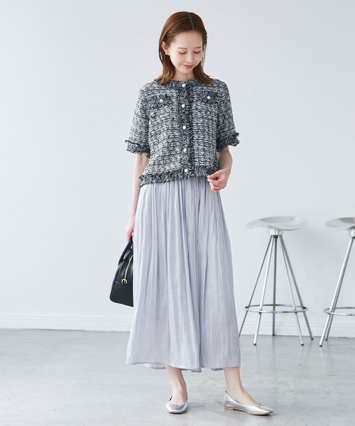 お値下げ美品iCBのニットジャケットとROPE PICNICのスカート シャイニーリラックススカート（スカート）｜ROPE' PICNIC（ロペ