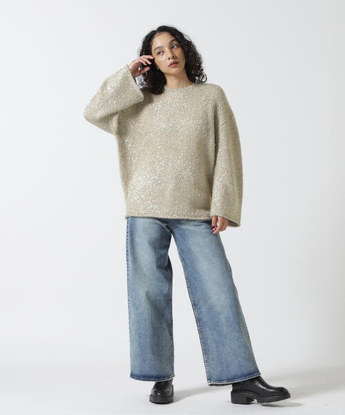 MANOF(マノフ)の「MANOF/マノフ/SHAGGY LAME KNIT TOPS(ニット/セーター・レディース・ミント/グレー/ゴールド・S)」の14枚目の写真