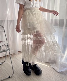 cuorequal（クオレコール）の「シースルーチュールロングスカート（スカート）」