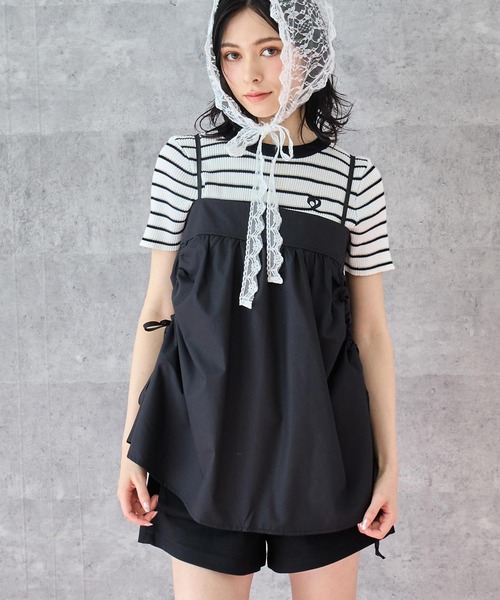 ANAP tシャツ デニムビスチェ ドッキング シアートップス