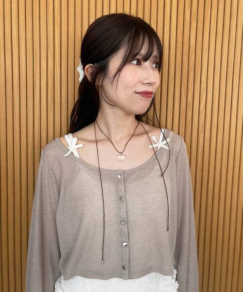 MAJESTIC LEGON（マジェスティックレゴン）の「クリアハートコードネックレス（ネックレス・レディース・ブラウン・FREE）」の2枚目の写真