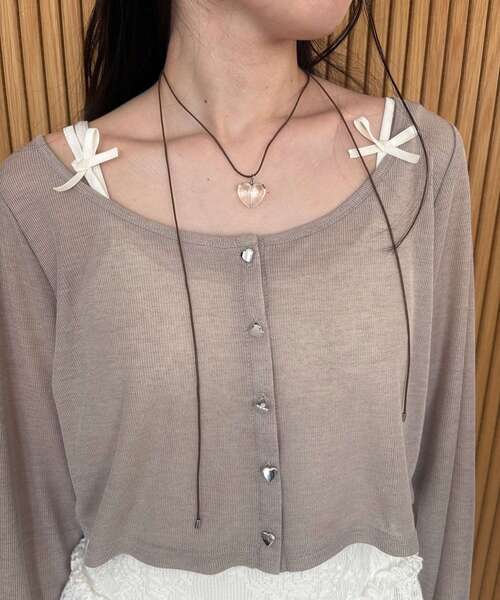 MAJESTIC LEGON（マジェスティックレゴン）の「クリアハートコードネックレス（ネックレス・レディース・ブラウン・FREE）」の3枚目の写真