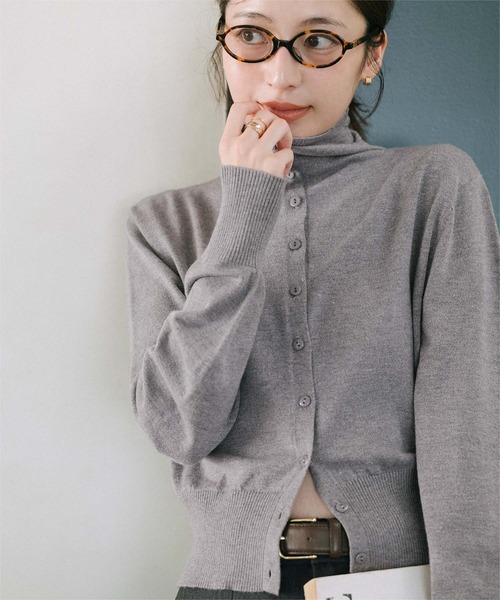 2way襟クロップドニットカーディガン（カーディガン/ボレロ