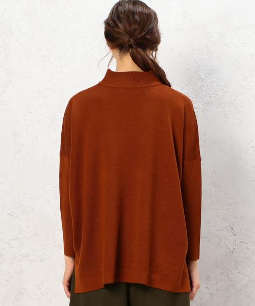 green label relaxing（グリーンレーベルリラクシング）の「KF HandWash FLC SQUARE L/Sニット（ニット/セーター・レディース・オフホワイト/ブラック/グレー/オレンジ系その他・FREE）」の5枚目の写真