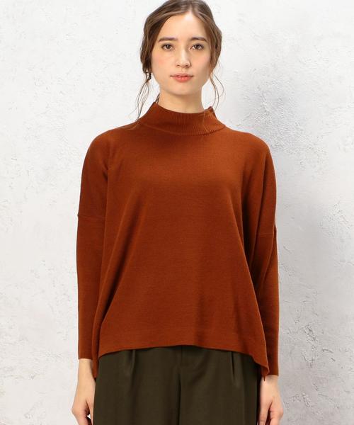 green label relaxing（グリーンレーベルリラクシング）の「KF HandWash FLC SQUARE L/Sニット（ニット/セーター・レディース・オフホワイト/ブラック/グレー/オレンジ系その他・FREE）」の6枚目の写真