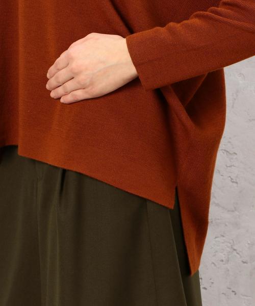 green label relaxing（グリーンレーベルリラクシング）の「KF HandWash FLC SQUARE L/Sニット（ニット/セーター・レディース・オフホワイト/ブラック/グレー/オレンジ系その他・FREE）」の13枚目の写真