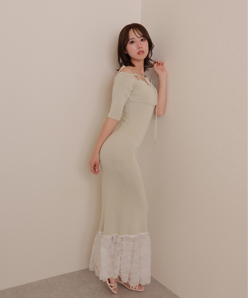 M DOLLY（エムドリー）の「*M DOLLY original* lace docking knit set dress/レースドッキングニットセットドレス（ワンピース・レディース・ピンクベージュ/ライトブルー・FREE）」の10枚目の写真