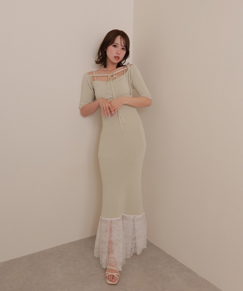M DOLLY（エムドリー）の「*M DOLLY original* lace docking knit set dress/レースドッキングニットセットドレス（ワンピース・レディース・ピンクベージュ/ライトブルー・FREE）」の11枚目の写真