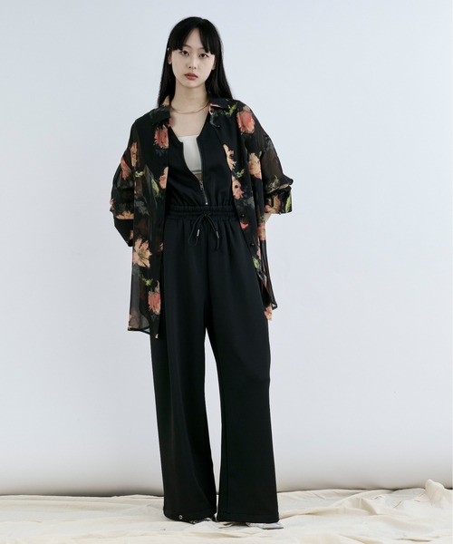 Ezick(エジック)の「Lace up フラワーシアーシャツ(シャツ/ブラウス・レディース・ブラック/アイボリー・FREE)」の14枚目の写真