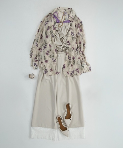 Lace up フラワーシアーシャツ（シャツ/ブラウス）｜Ezick（エジック