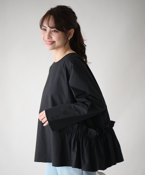 Ehre style(エーレスタイル)の「フリルポケットシャツ1枚で完結似合わせコーデ紹介(シャツ/ブラウス・レディース・ホワイト/ブラック・FREE)」の2枚目の写真
