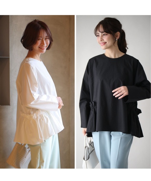 Ehre style(エーレスタイル)の「フリルポケットシャツ1枚で完結似合わせコーデ紹介(シャツ/ブラウス・レディース・ホワイト/ブラック・FREE)」の8枚目の写真