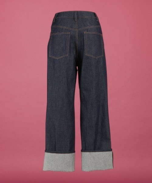 unrelaxing（アンリラクシング）の「ロールアップハイウエストデニムパンツ（デニムパンツ・レディース・インディゴブルー・マルチサイズ）」の2枚目の写真