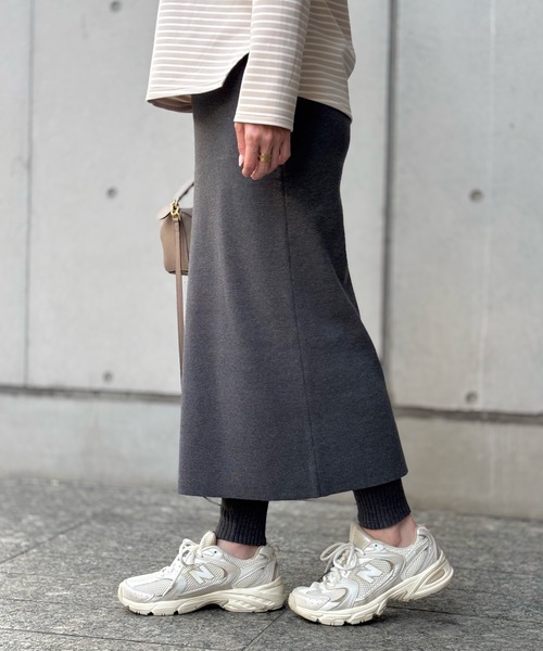 eM（エム）の「【サイズ展開あり】eM by Emma Taylor 　レイヤードニットスカートパンツ（その他パンツ・レディース・チャコールグレー/モカ/ブラック・M/LL/L）」の14枚目の写真