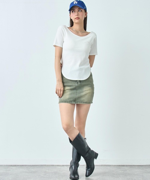 ANAP(アナップ)の「カップ付き バックオープン 半袖 Tシャツ トップス(Tシャツ/カットソー・レディース・ブラック/ホワイト/サックスブルー/オレンジ・FREE)」の9枚目の写真