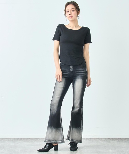 ANAP(アナップ)の「カップ付き バックオープン 半袖 Tシャツ トップス(Tシャツ/カットソー・レディース・ブラック/ホワイト/サックスブルー/オレンジ・FREE)」の11枚目の写真