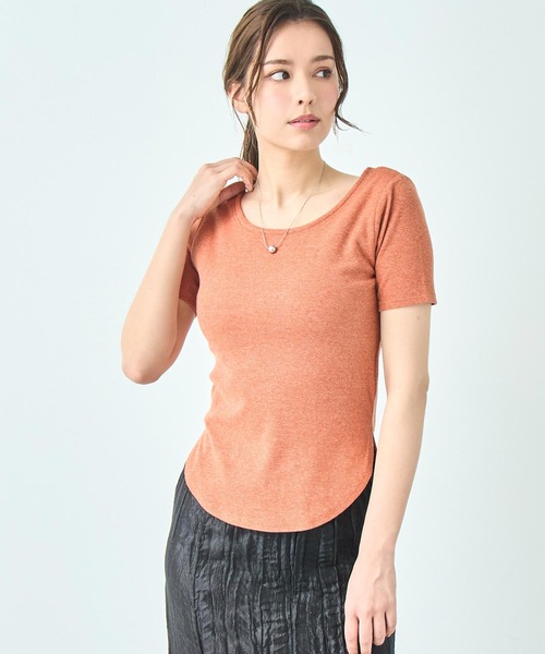 ANAP(アナップ)の「カップ付き バックオープン 半袖 Tシャツ トップス(Tシャツ/カットソー・レディース・ブラック/ホワイト/サックスブルー/オレンジ・FREE)」の16枚目の写真