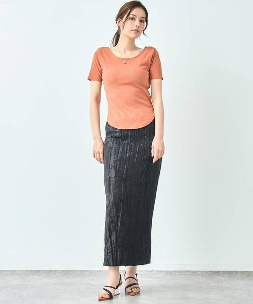 ANAP(アナップ)の「カップ付き バックオープン 半袖 Tシャツ トップス(Tシャツ/カットソー・レディース・ブラック/ホワイト/サックスブルー/オレンジ・FREE)」の17枚目の写真