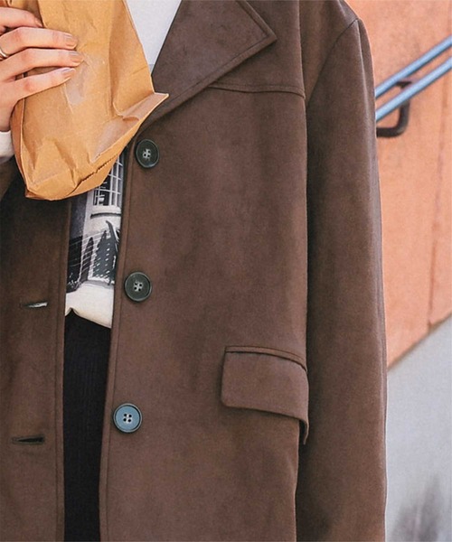 titivate（ティティベイト）の「フェイクスエードジャケット（ミリタリージャケット・レディース・ダークブラウン/ブラウン・L/M）」の5枚目の写真