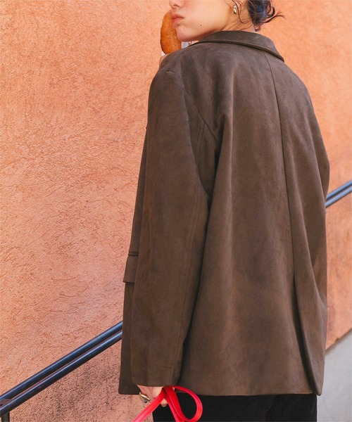 titivate（ティティベイト）の「フェイクスエードジャケット（ミリタリージャケット・レディース・ダークブラウン/ブラウン・L/M）」の6枚目の写真