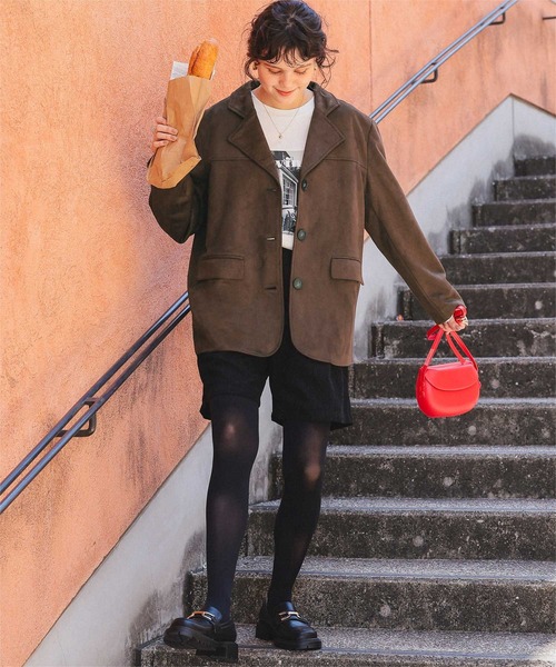 titivate（ティティベイト）の「フェイクスエードジャケット（ミリタリージャケット・レディース・ダークブラウン/ブラウン・L/M）」の7枚目の写真