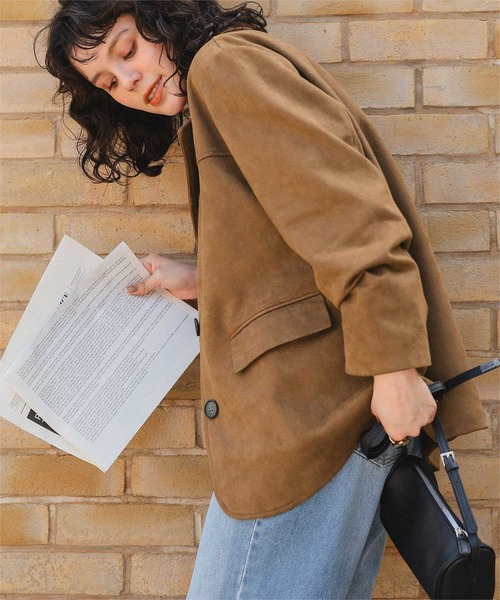 titivate（ティティベイト）の「フェイクスエードジャケット（ミリタリージャケット・レディース・ダークブラウン/ブラウン・L/M）」の9枚目の写真