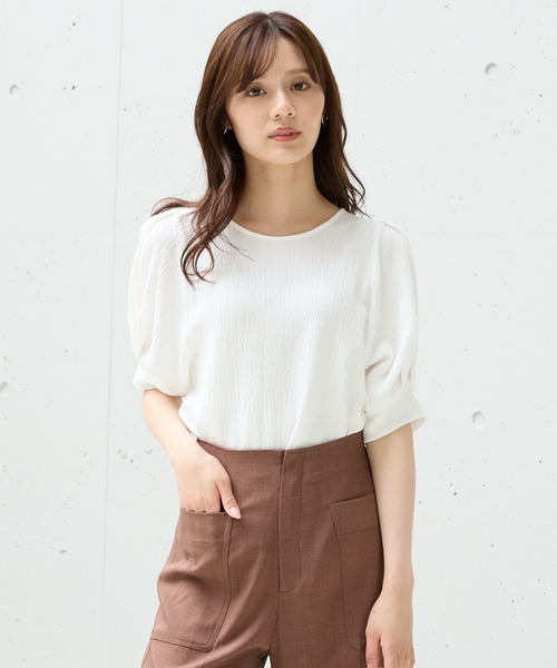 Andemiu(アンデミュウ)の「バックジップソデタックカットソー575210(Tシャツ/カットソー・レディース・ブルー/ホワイト/ブラック・FREE)」の1枚目の写真