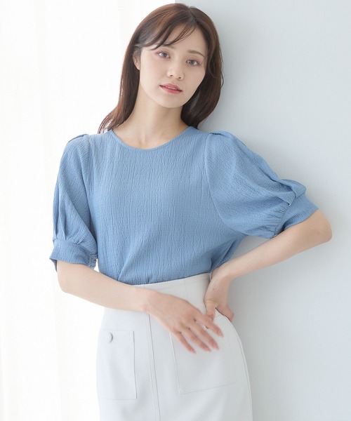 Andemiu(アンデミュウ)の「バックジップソデタックカットソー575210(Tシャツ/カットソー・レディース・ブルー/ホワイト/ブラック・FREE)」の3枚目の写真