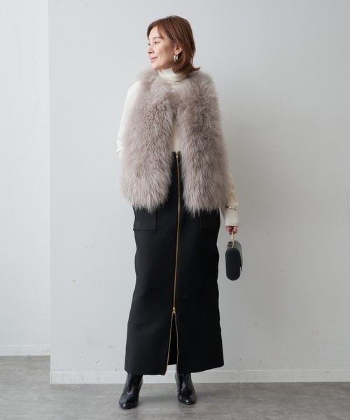 ♡超美品　VERMEIL グレー ファーベスト 最終値下げ早い者勝ち♡超美品 VERMEIL グレー ファーベスト