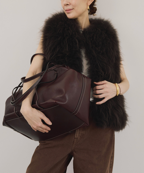 ヴェルメイユ パー イエナ 美品 VERMEIL par iena ヴェルメイユ パー イエナ カシミヤゴート×ウール ファー付きロングジレ ベスト レディース グレー×ネイビー ― Cashmere Fur gilet（ベスト）｜VERMEIL par iena（ヴェルメイユパー