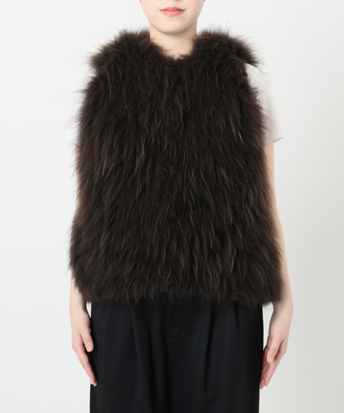 VERMEIL par iena(ヴェルメイユパーイエナ)の「Cashmere Fur gilet(ベスト・レディース・チャコールグレー/ブラウン・FREE)」の4枚目の写真