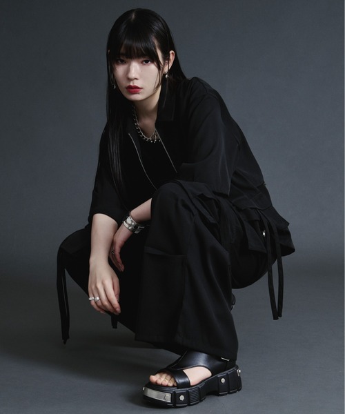 Ellno Loset（エルノロゼット）の「ダブルカーゴポケットコードツキパンツ【セットアップ対応】（カーゴパンツ・メンズ・ブルーグレー/ブラック・SMALL/MEDIUM/LARGE/X-SMALL）」の9枚目の写真