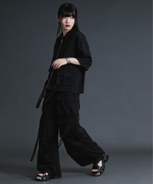 Ellno Loset（エルノロゼット）の「ダブルカーゴポケットコードツキパンツ【セットアップ対応】（カーゴパンツ・メンズ・ブルーグレー/ブラック・SMALL/MEDIUM/LARGE/X-SMALL）」の10枚目の写真