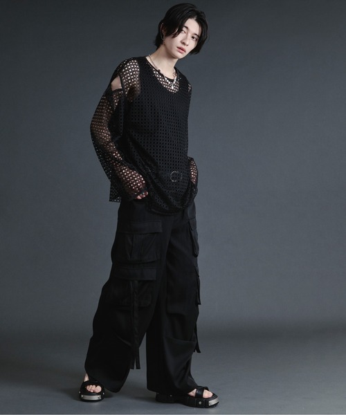 Ellno Loset（エルノロゼット）の「ダブルカーゴポケットコードツキパンツ【セットアップ対応】（カーゴパンツ・メンズ・ブルーグレー/ブラック・SMALL/MEDIUM/LARGE/X-SMALL）」の15枚目の写真