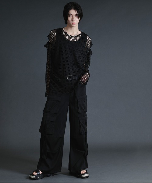 Ellno Loset（エルノロゼット）の「ダブルカーゴポケットコードツキパンツ【セットアップ対応】（カーゴパンツ・メンズ・ブルーグレー/ブラック・SMALL/MEDIUM/LARGE/X-SMALL）」の16枚目の写真