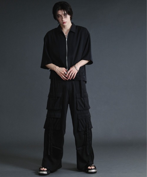 Ellno Loset（エルノロゼット）の「ダブルカーゴポケットコードツキパンツ【セットアップ対応】（カーゴパンツ・メンズ・ブルーグレー/ブラック・SMALL/MEDIUM/LARGE/X-SMALL）」の17枚目の写真